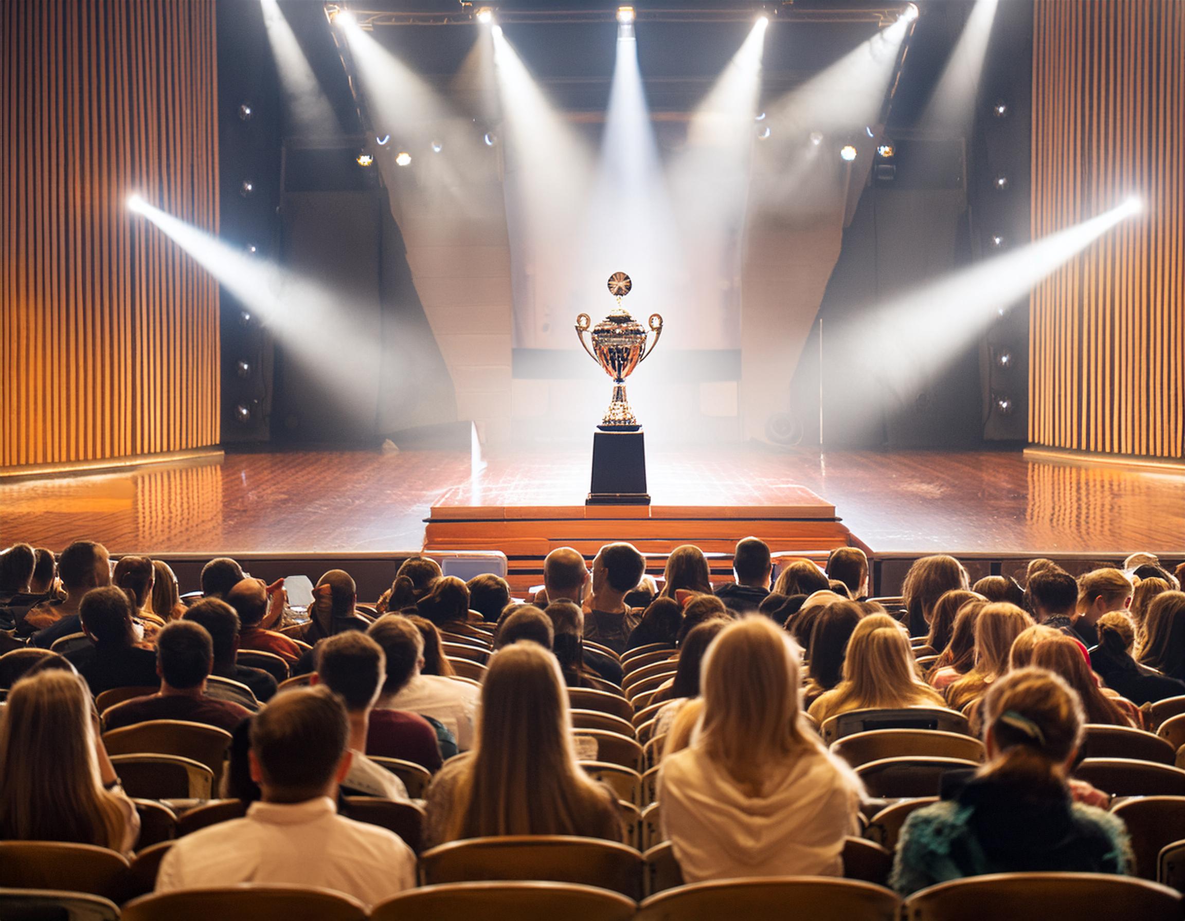 Firefly Imaginez une scène magnifique et immersive pour une affiche de remise de trophée award. Visu